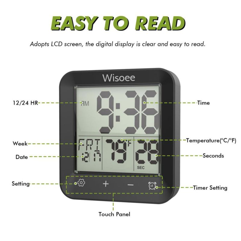 Reloj de Ducha Digital Impermeable Wisoee con Temporizador