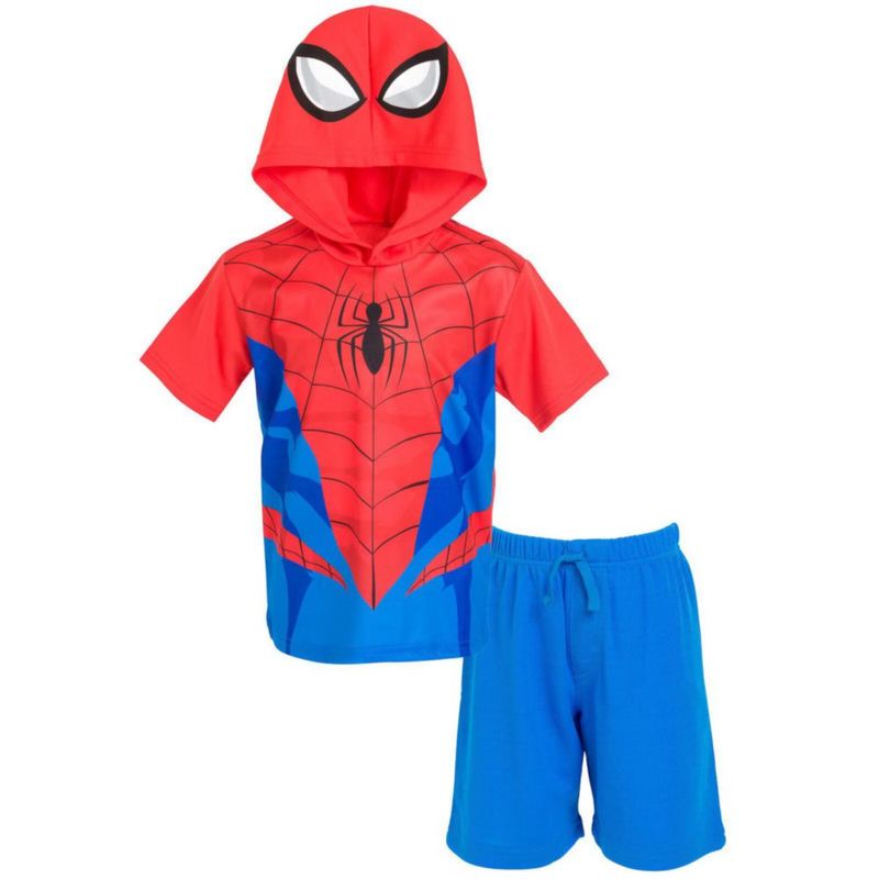 Conjunto de camiseta con capucha y pantalón corto Marvel Spider-Man para niños pequeños