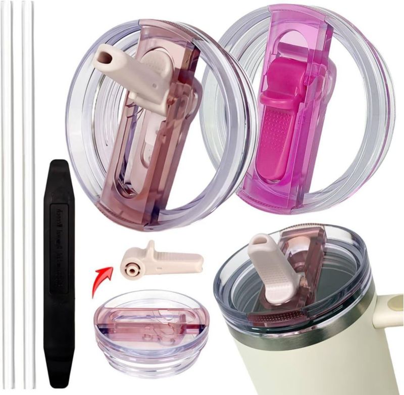 Tapa para vaso HWHIEUAIK 1200 ml con pajilla plegable – Pack de 2