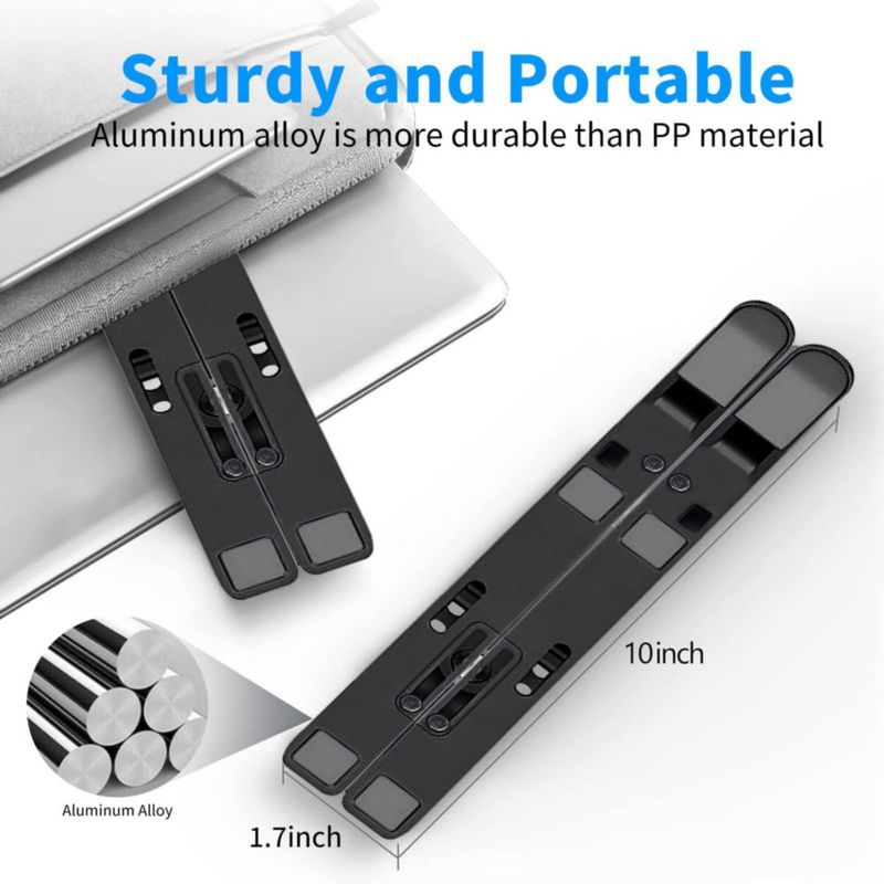Soporte para Portátil Leeboom Plegable de Aluminio Negro