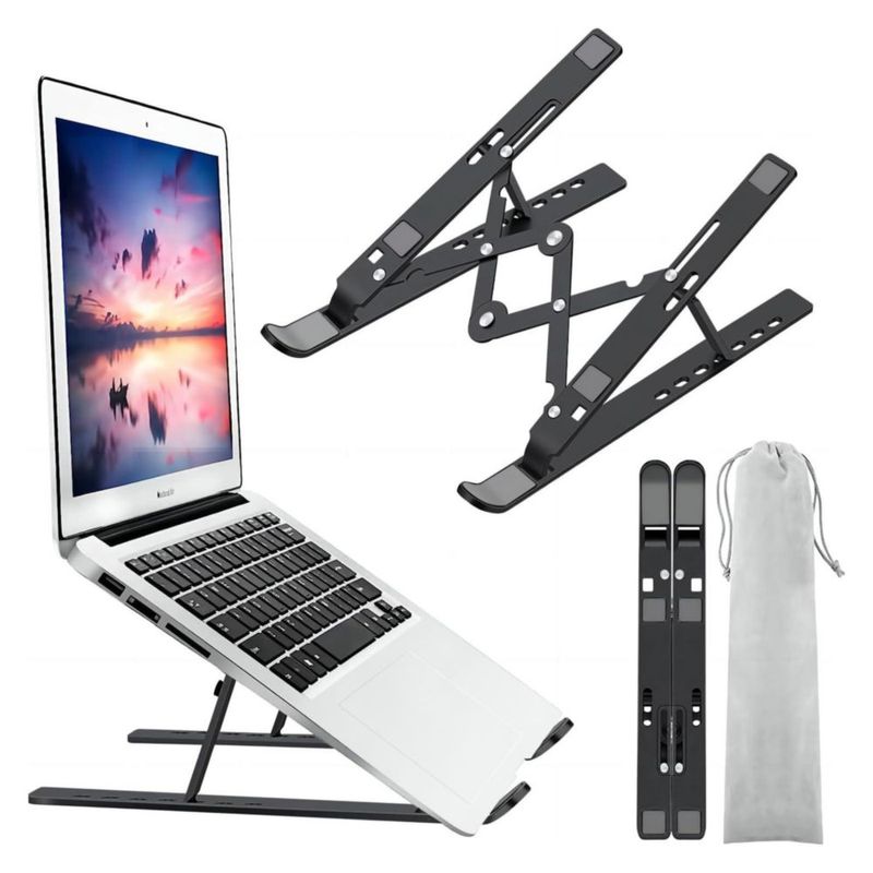 Soporte para Portátil Leeboom Plegable de Aluminio Negro