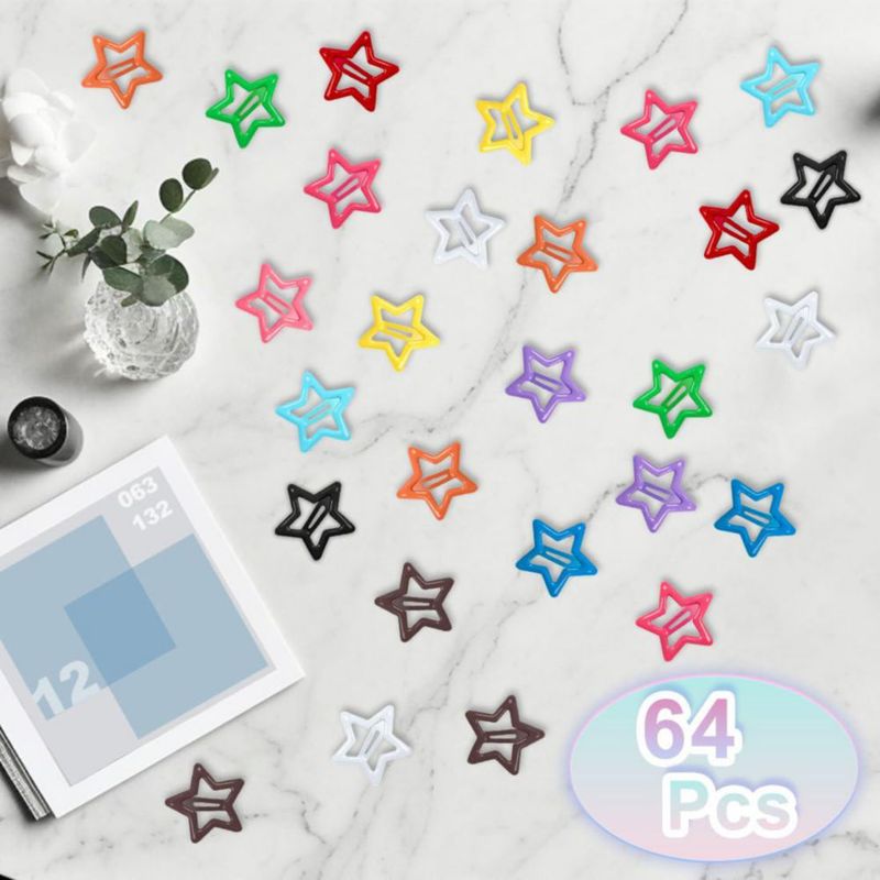 Pinzas para el cabello ELANE 32 mm Pack de 64 colores aleatorios