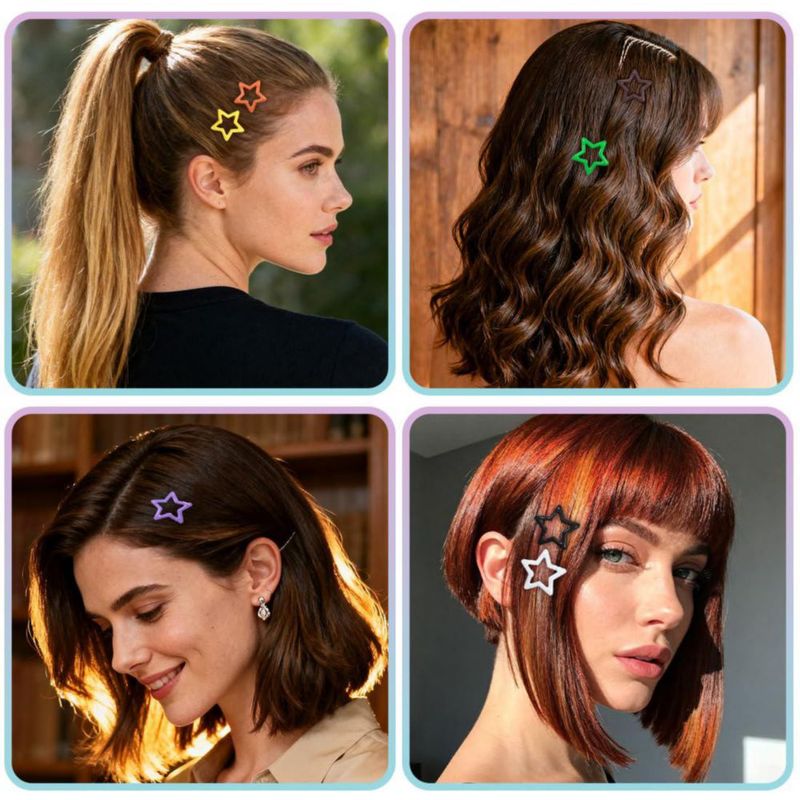 Pinzas para el cabello ELANE 32 mm Pack de 64 colores aleatorios