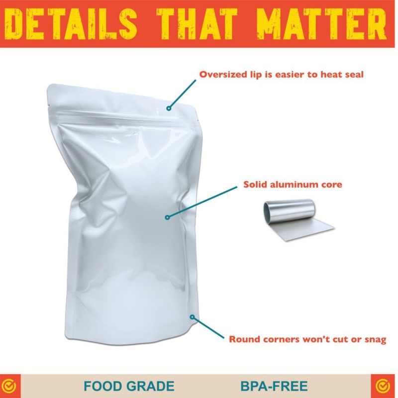 Bolsas Mylar FoodVault paquete de 50 20 × 30 × 10 cm 16 mil