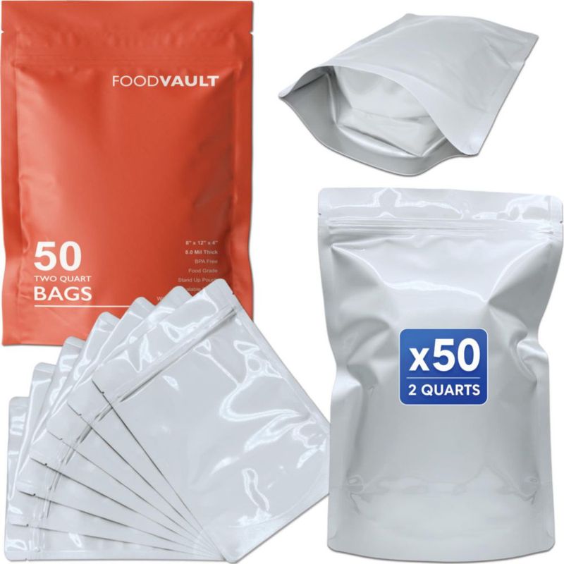 Bolsas Mylar FoodVault paquete de 50 20 × 30 × 10 cm 16 mil