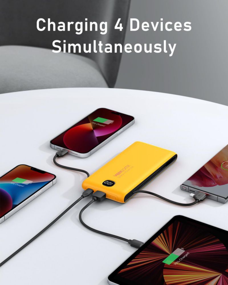 Power Bank VEEKTOMX 10000 mAh con Cables Incorporados