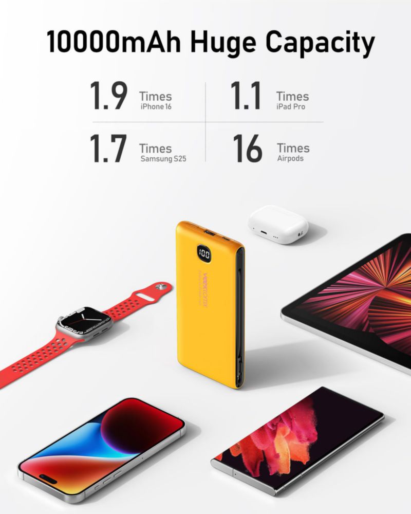 Power Bank VEEKTOMX 10000 mAh con Cables Incorporados