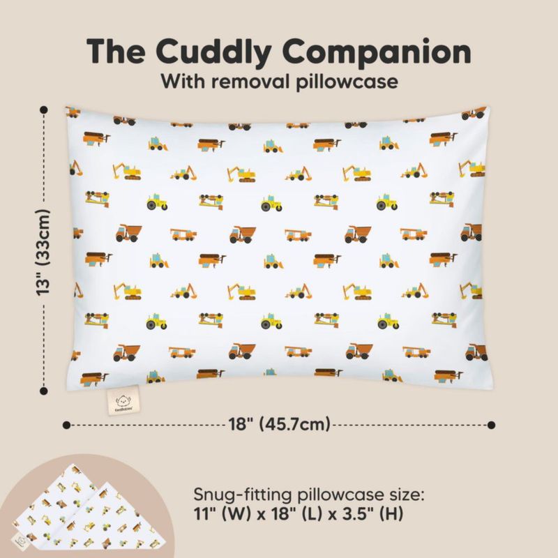 Almohada KeaBabies 30 × 46 cm con diseño de construcción y funda