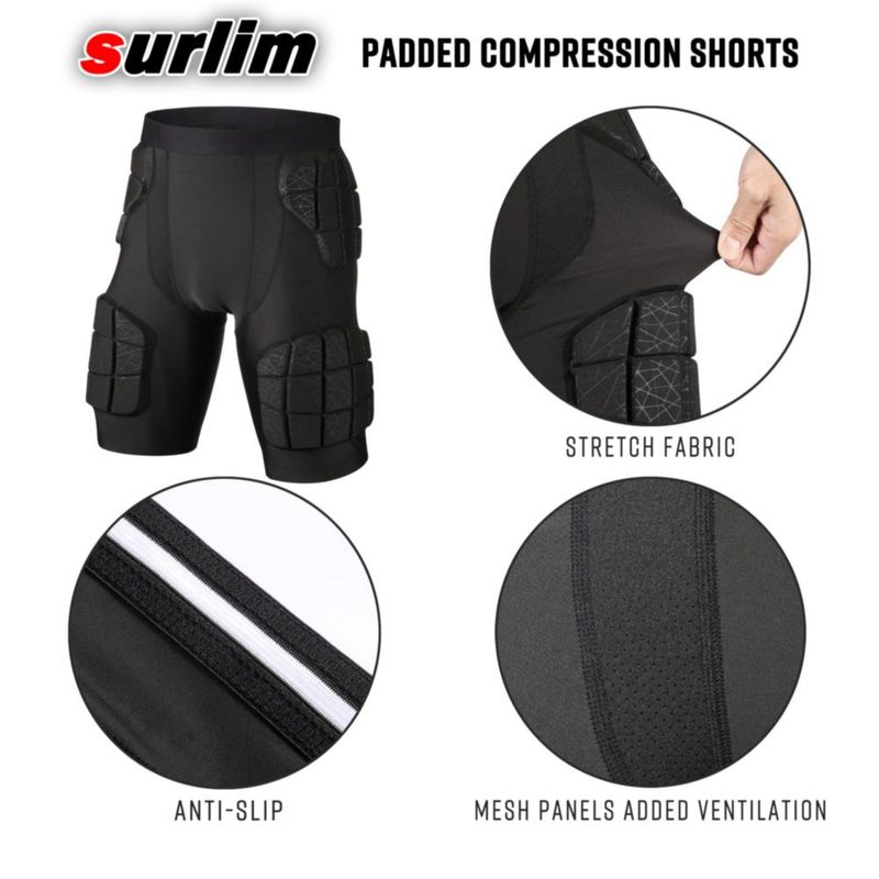 Faja protectora de fútbol surlim con acolchado de 12 mm y pantalón corto de compresión