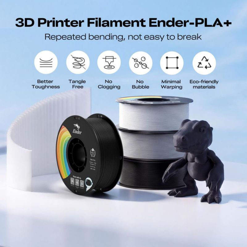Filamento 3D Creality PLA+ 4 kg (paquete de 4) negro