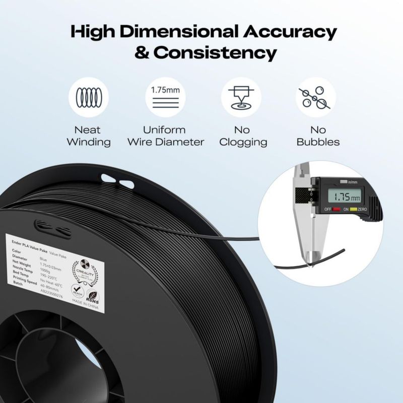 Filamento 3D Creality PLA+ 4 kg (paquete de 4) negro