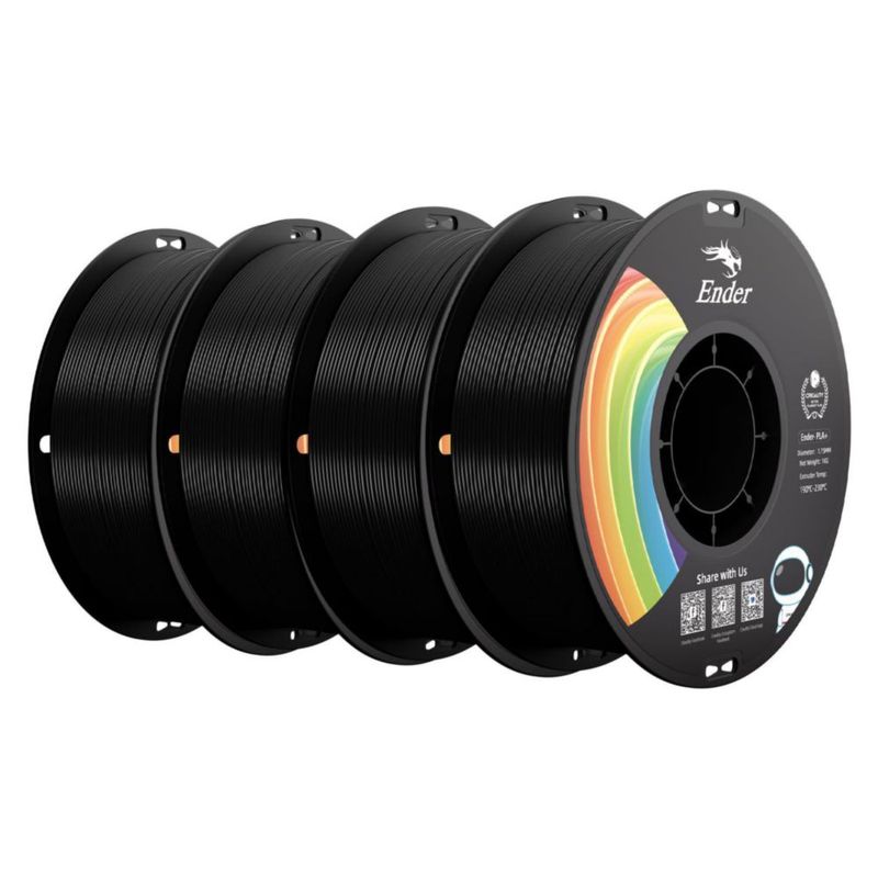 Filamento 3D Creality PLA+ 4 kg (paquete de 4) negro