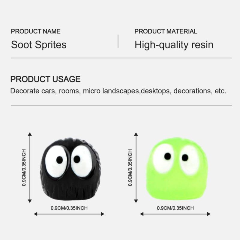 Decoración para coche RAPUDA - 35 piezas de sprites de hollín negros