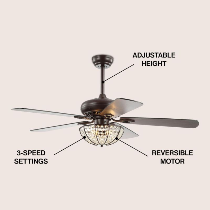 Ventilador de techo JONATHAN Y 132 cm LED con cristal y acabado en bronce pulido