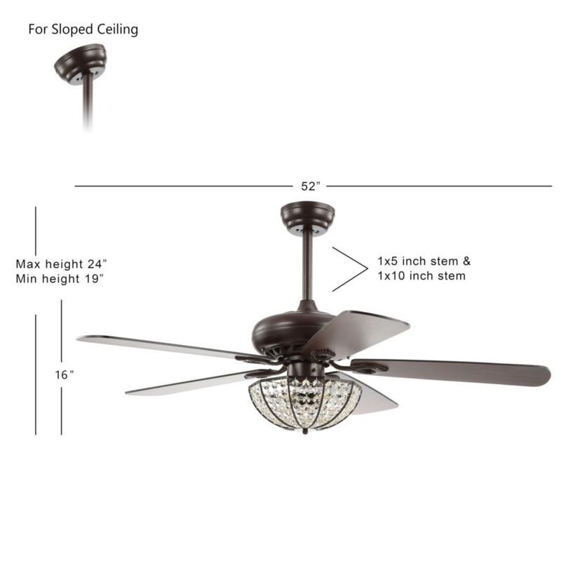 Ventilador de techo JONATHAN Y 132 cm LED con cristal y acabado en bronce pulido