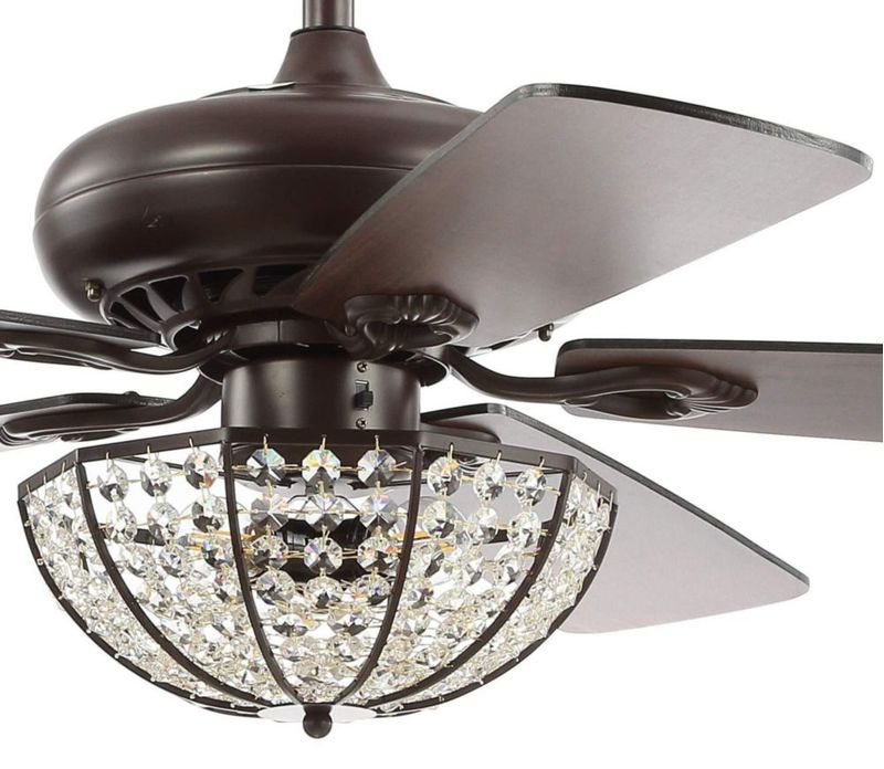 Ventilador de techo JONATHAN Y 132 cm LED con cristal y acabado en bronce pulido