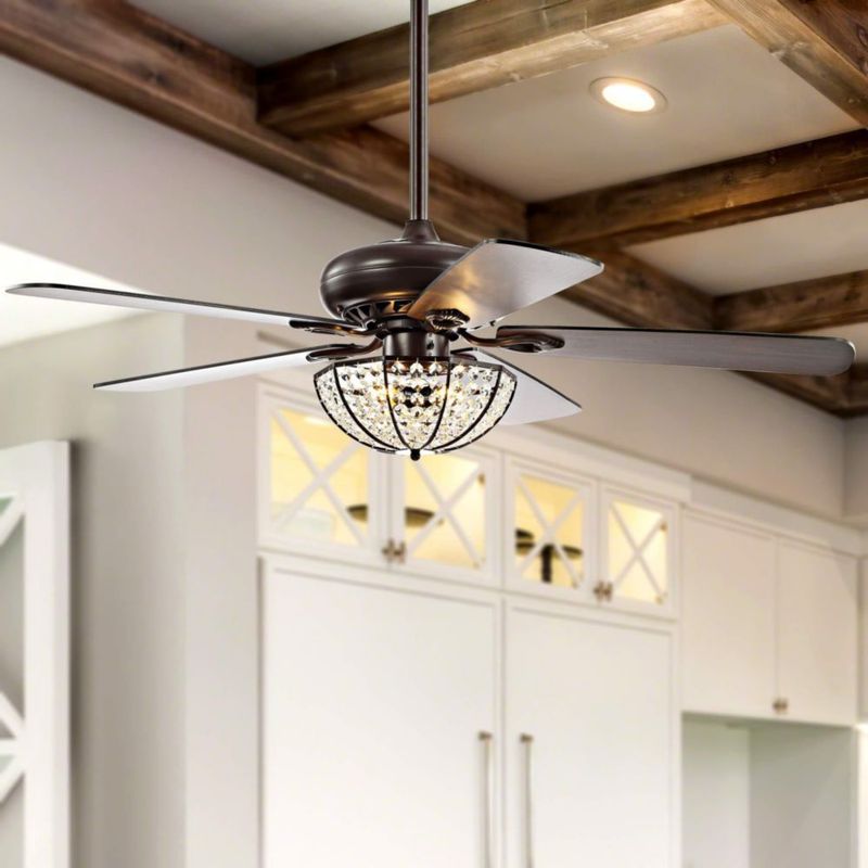 Ventilador de techo JONATHAN Y 132 cm LED con cristal y acabado en bronce pulido