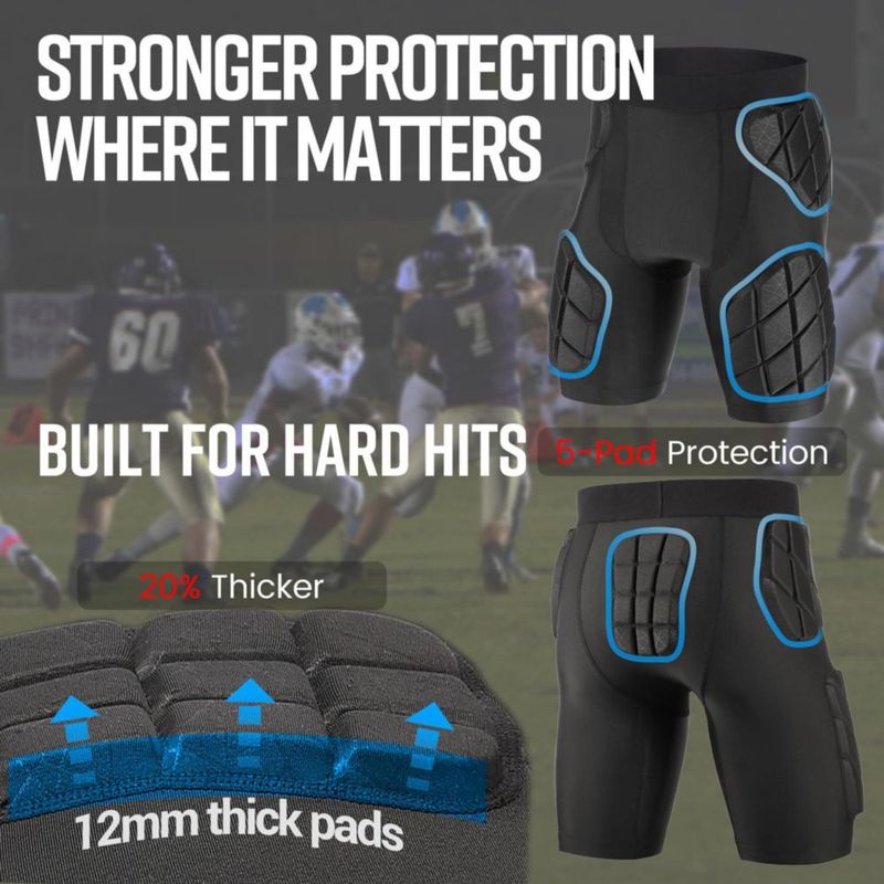 Faja protectora de fútbol americano Victridge de 5 almohadillas para cadera muslo y cóccix