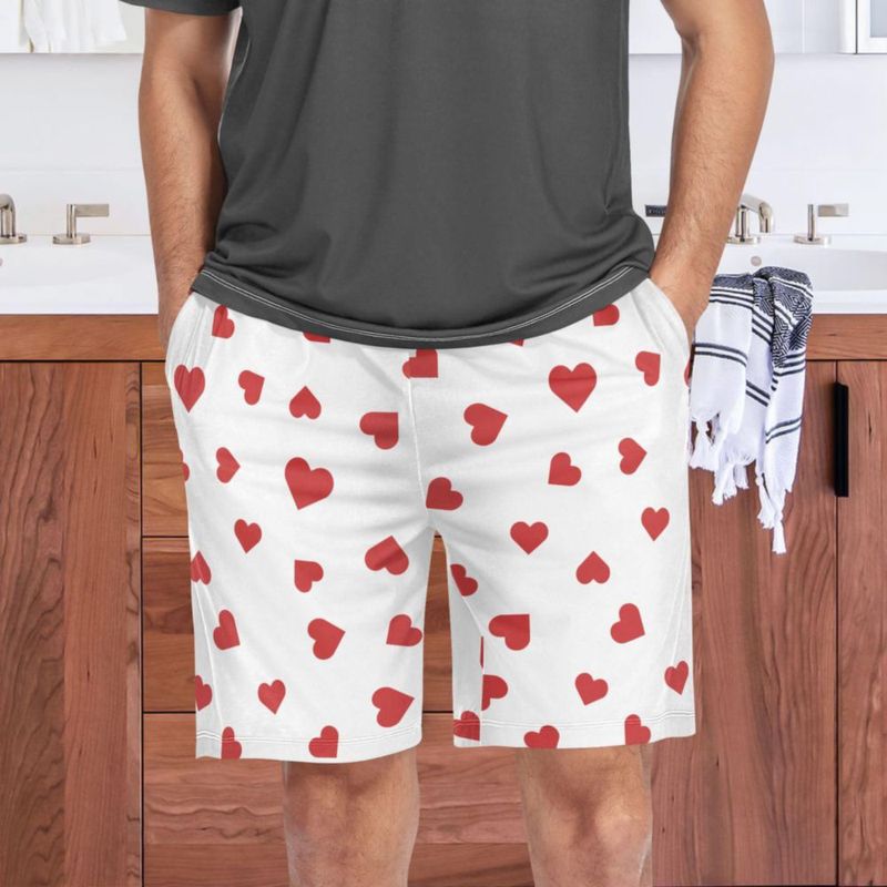 Shorts JHKKU para Hombre XL con Corazón Rojo - Pantalón de Pijama