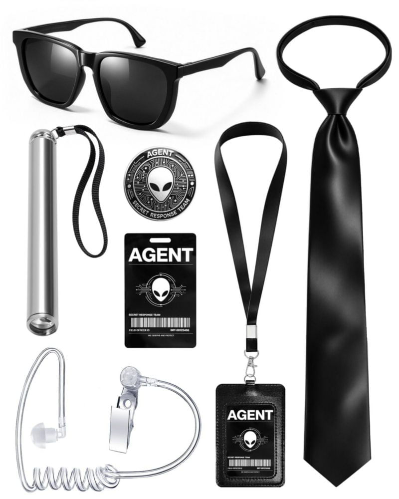 Kit de Disfraz de Agente Espía Asekonc Black Noir