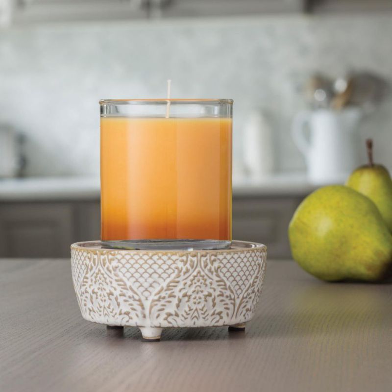 Calentador de Velas y Aromas 2 en 1 Encaje Blanco 10 cm