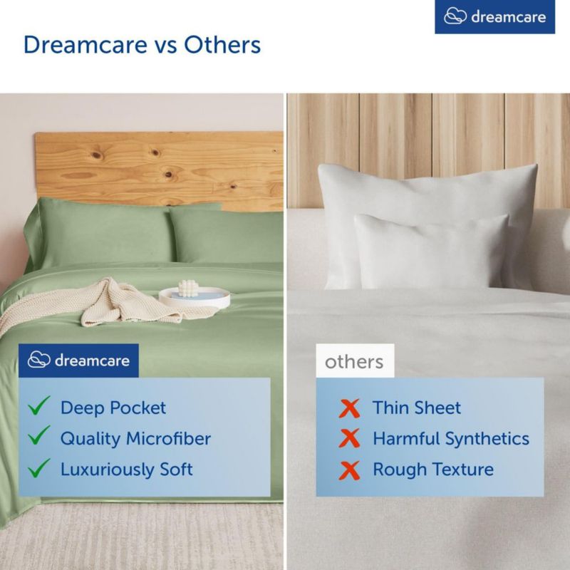 Juego de sábanas DREAMCARE King 6 piezas Verde Salvia de microfibra