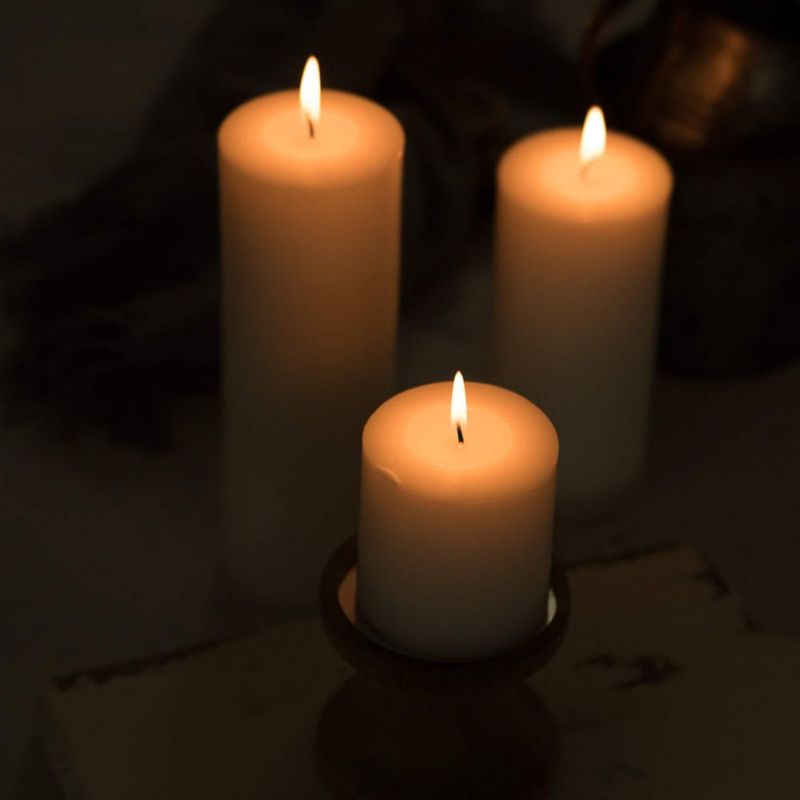 Velas pilar Home Lights 7x7 cm (paquete de 6) blancas