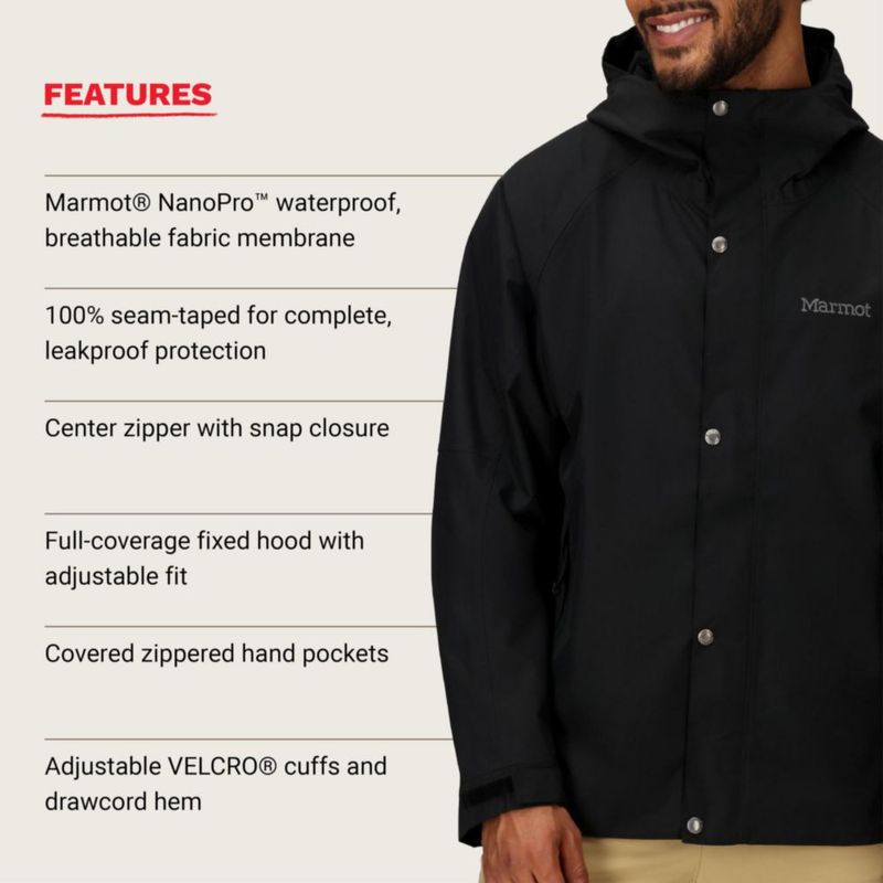 Chaqueta Marmot Cascade impermeable negra talla Grande