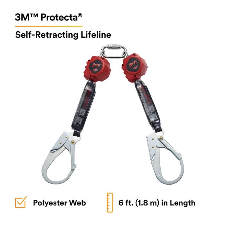 Línea de vida 3M Rebel 18 m Web Twin Steel negro/rojo