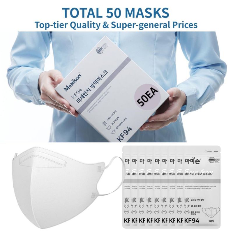 Mascarilla de seguridad MAMISON KF94 negra - paquete de 50