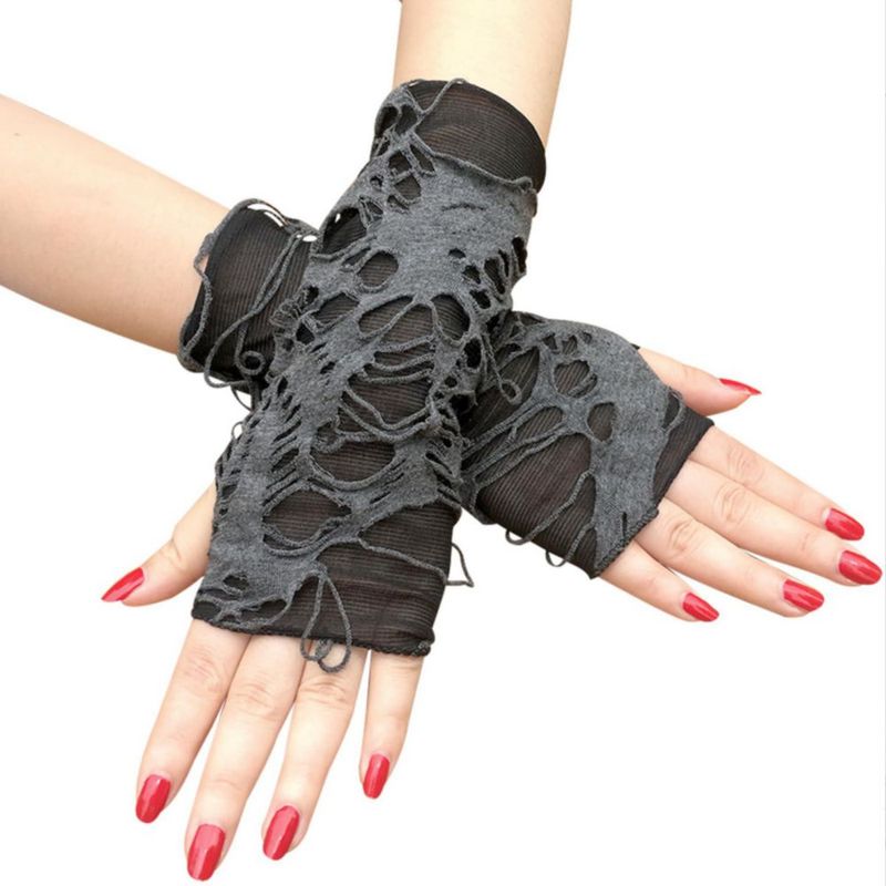 Guantes Luwigs Punk sin dedos negros rotos - 1 par