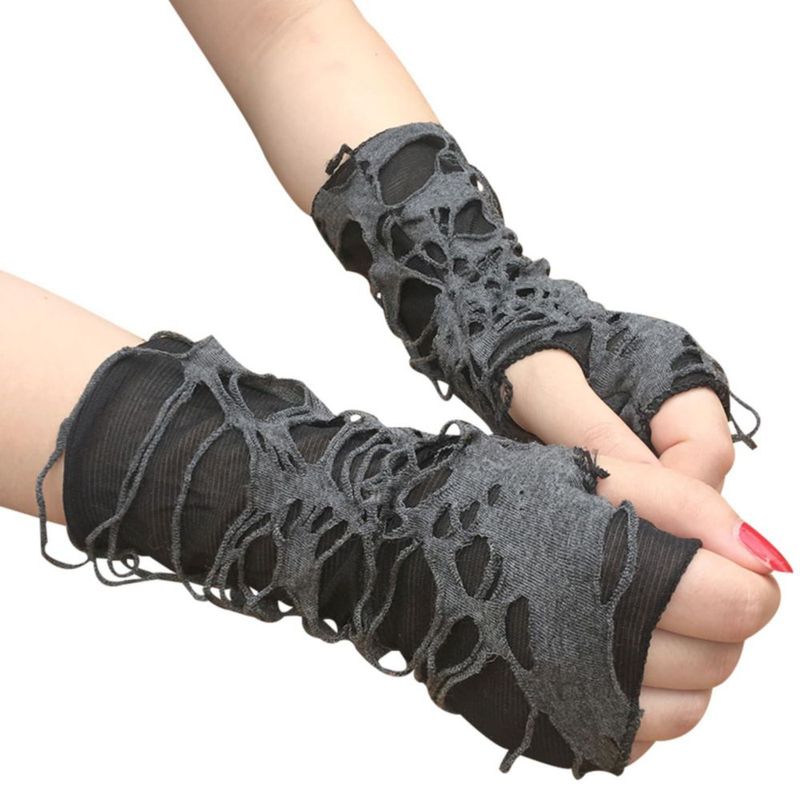 Guantes Luwigs Punk sin dedos negros rotos - 1 par