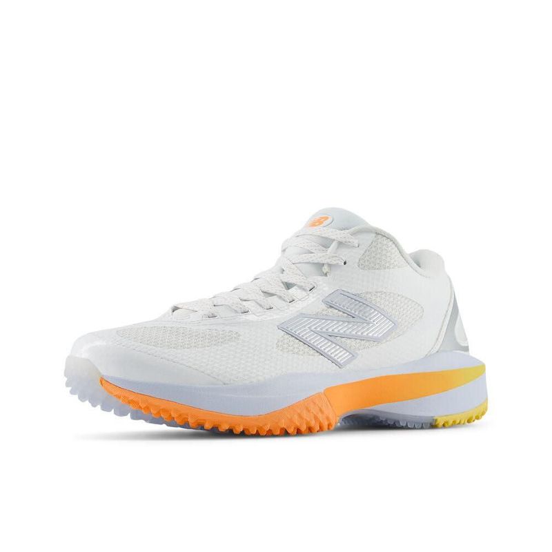 Zapatilla de lacrosse New Balance 10 M para hombre – Blanco/Azul hielo/Mango caliente