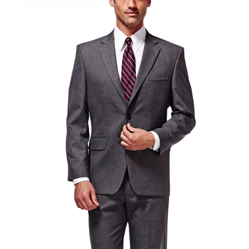 Chaqueta de traje Haggar 46R gris oscuro con tejido stretch