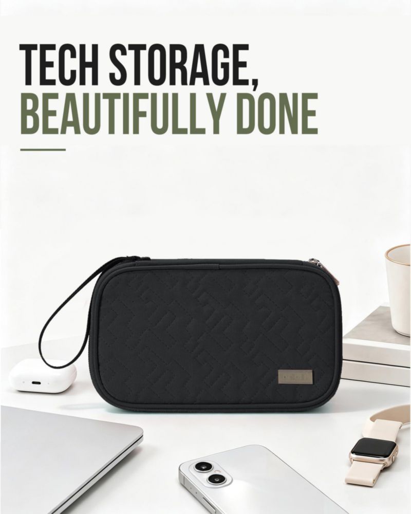 Organizador de Cables NISHEL Mediano Negro Doble Capa
