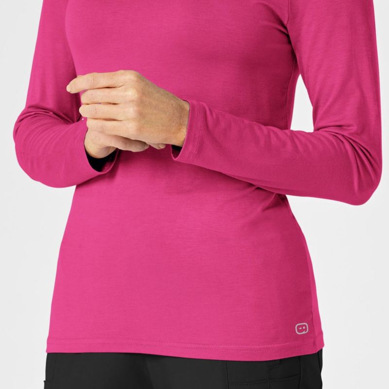 CAMISETA WINK Wonderwink Sedosa de Manga Larga Rosa Intenso XS
