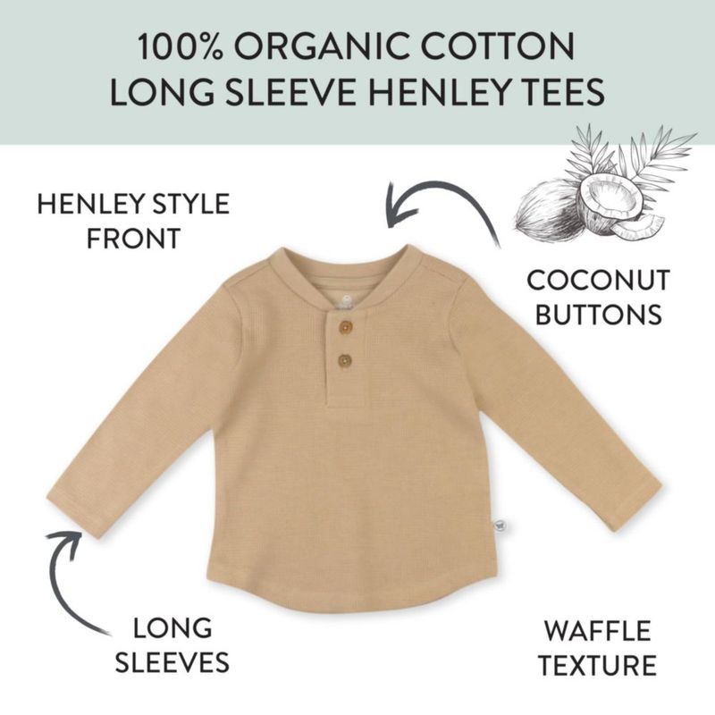 Camisa HonestBaby 3T Pack de 5 Henley de Manga Larga - Color Sandstorm