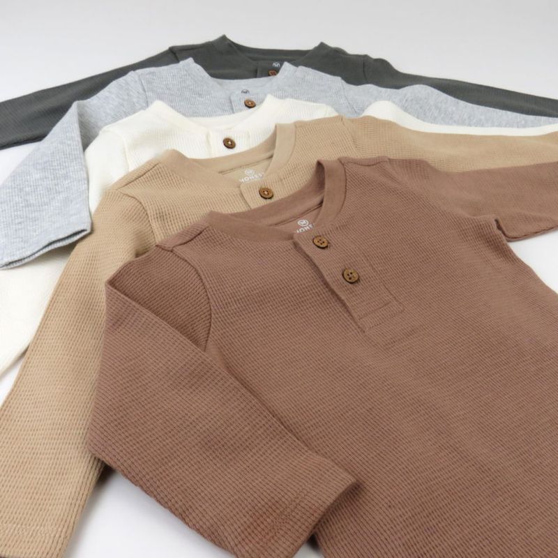 Camisa HonestBaby 3T Pack de 5 Henley de Manga Larga - Color Sandstorm