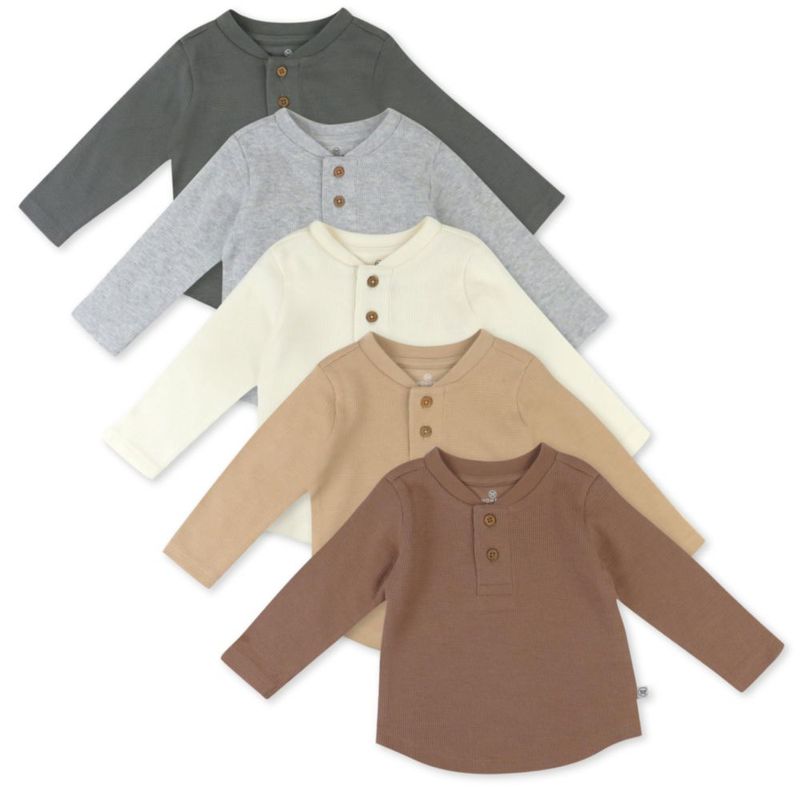Camisa HonestBaby 3T Pack de 5 Henley de Manga Larga - Color Sandstorm