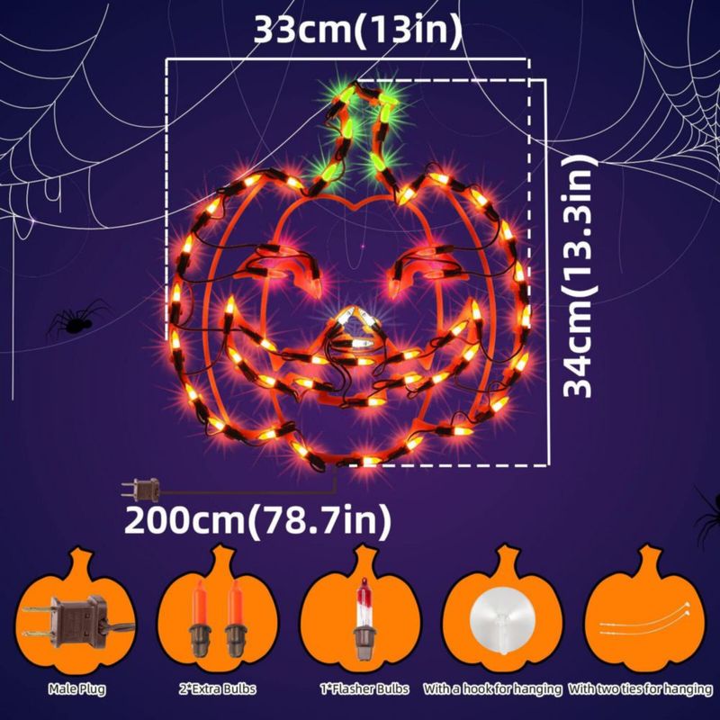 Lámpara de ventana LAMPHOME 34 cm Calabaza de Halloween iluminada