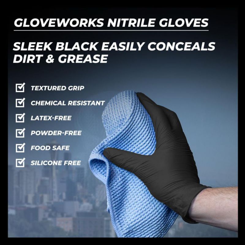 Guantes de Nitrilo GLOVEWORKS XXL Negro 4 Cajas/1000