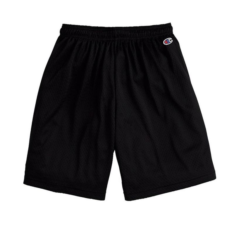 Shorts Champion talla grande 23 cm malla negra sin bolsillos