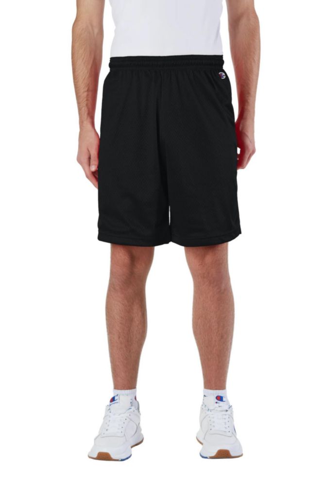 Shorts Champion talla grande 23 cm malla negra sin bolsillos