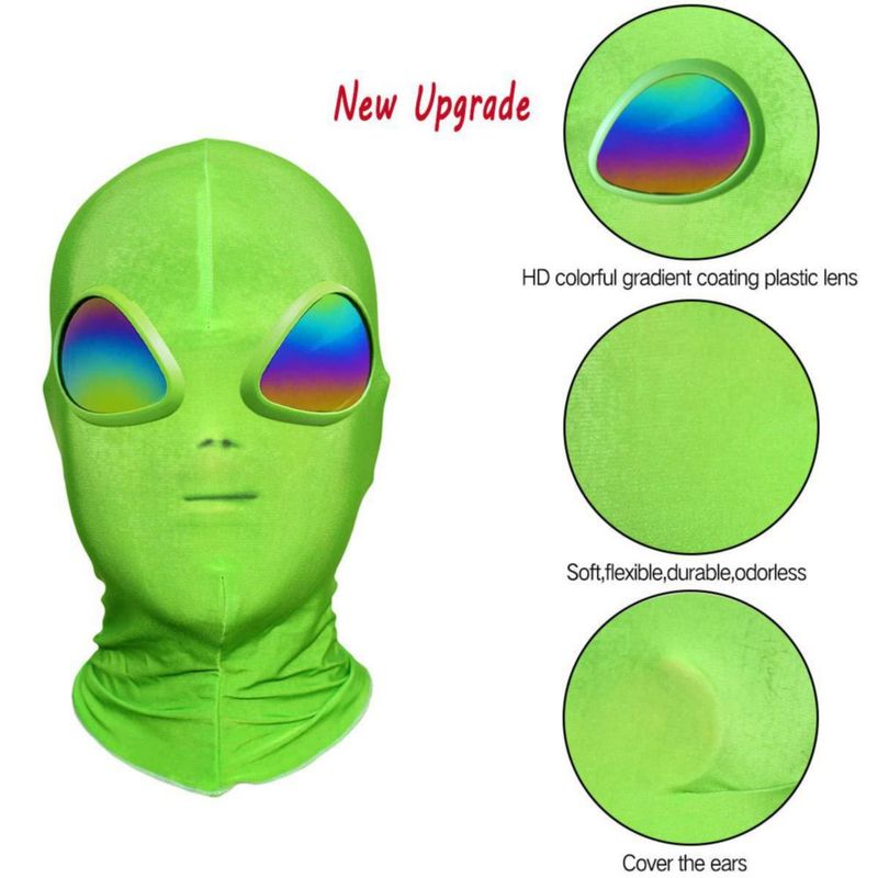 Máscara de disfraz Anroog Alien 3D de cara completa verde