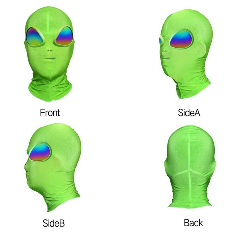 Máscara de disfraz Anroog Alien 3D de cara completa verde