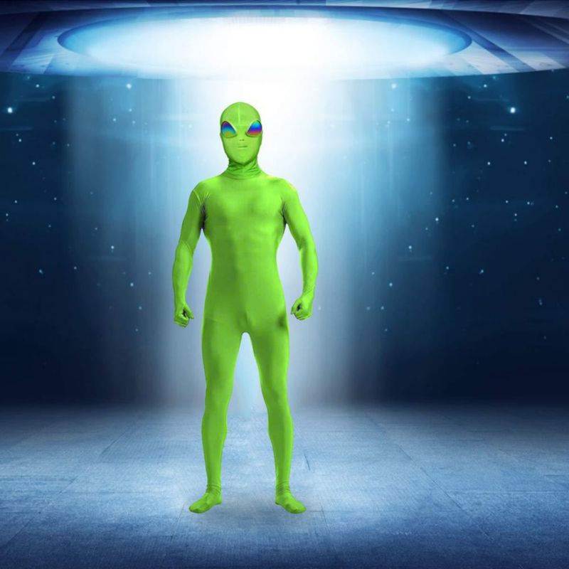 Máscara de disfraz Anroog Alien 3D de cara completa verde