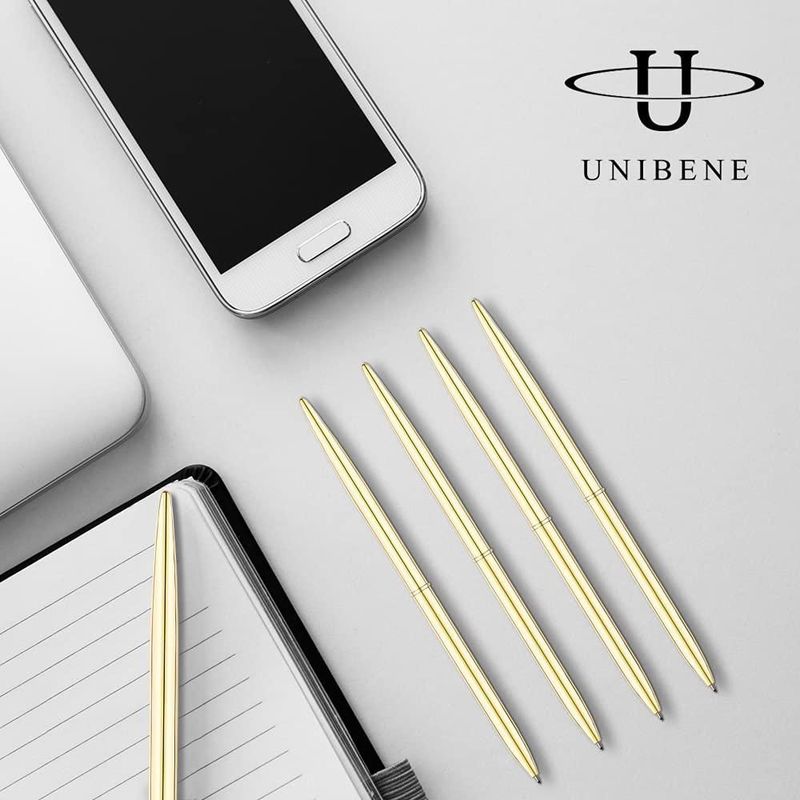 Bolígrafos de bola Unibene 12 unidades color oro punta media 1.0 mm