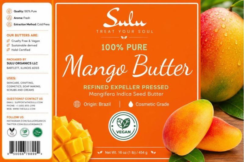 Manteca de Mango SULU ORGANICS 13 kg Refinada Prensada en Frío