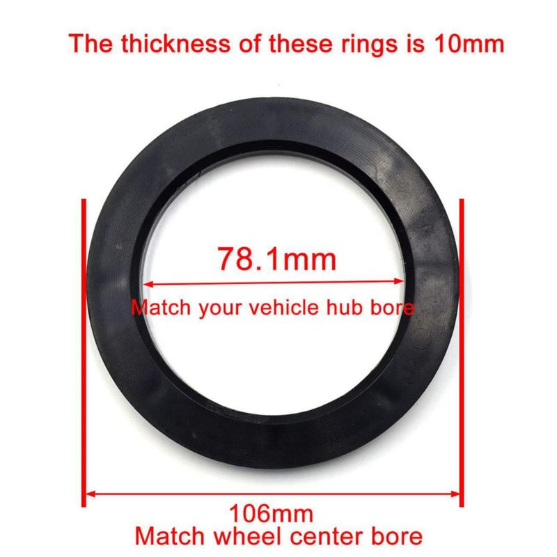 Anillos centradores de cubo GoldenSunny 781 a 106 mm de plástico – paquete de 4