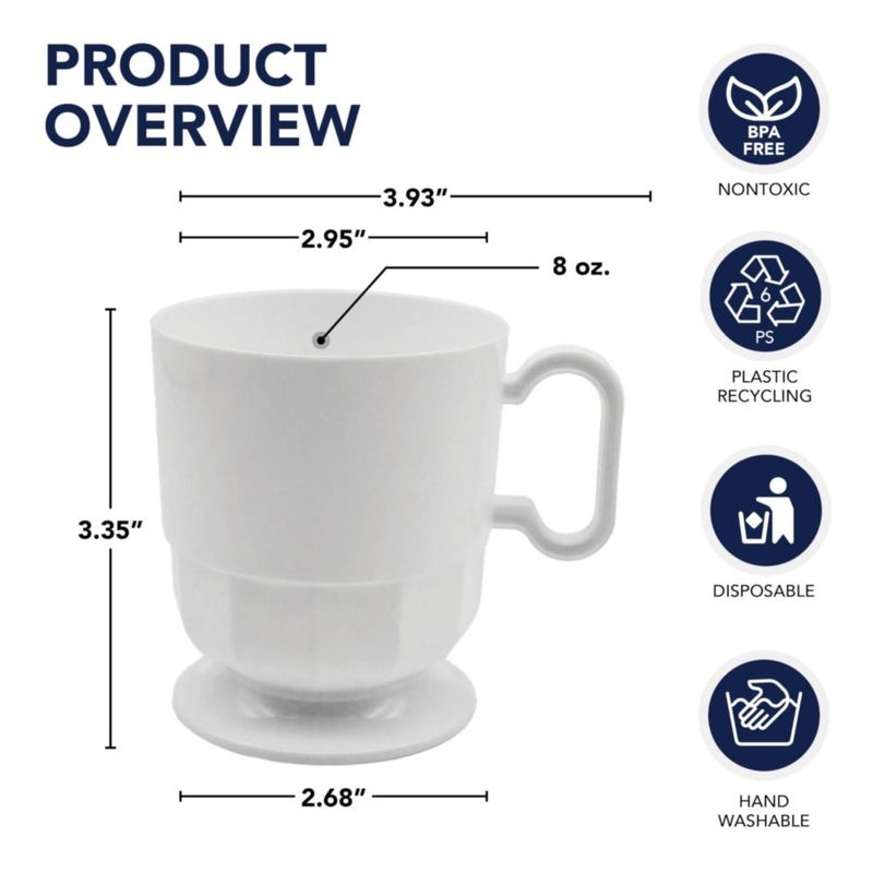 Vaso Party Essentials 240 ml Blanco 40 unidades